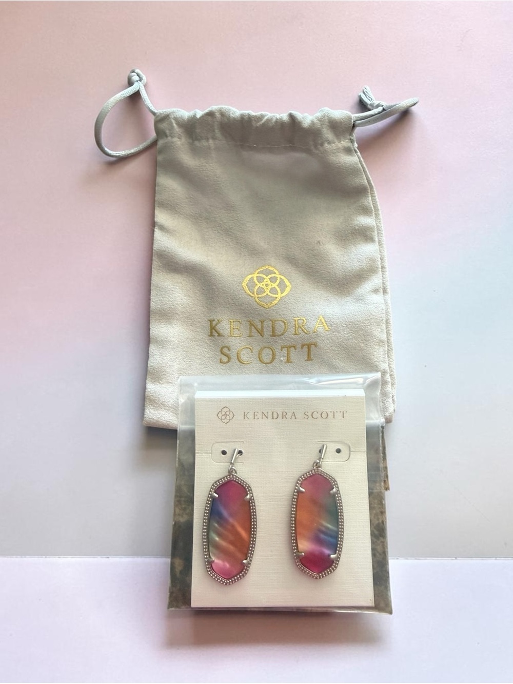 ✨ NWT Kendra Scott Elle Drop Earrings Watercolor Illusion Silver Tone - Picture 2 of 5